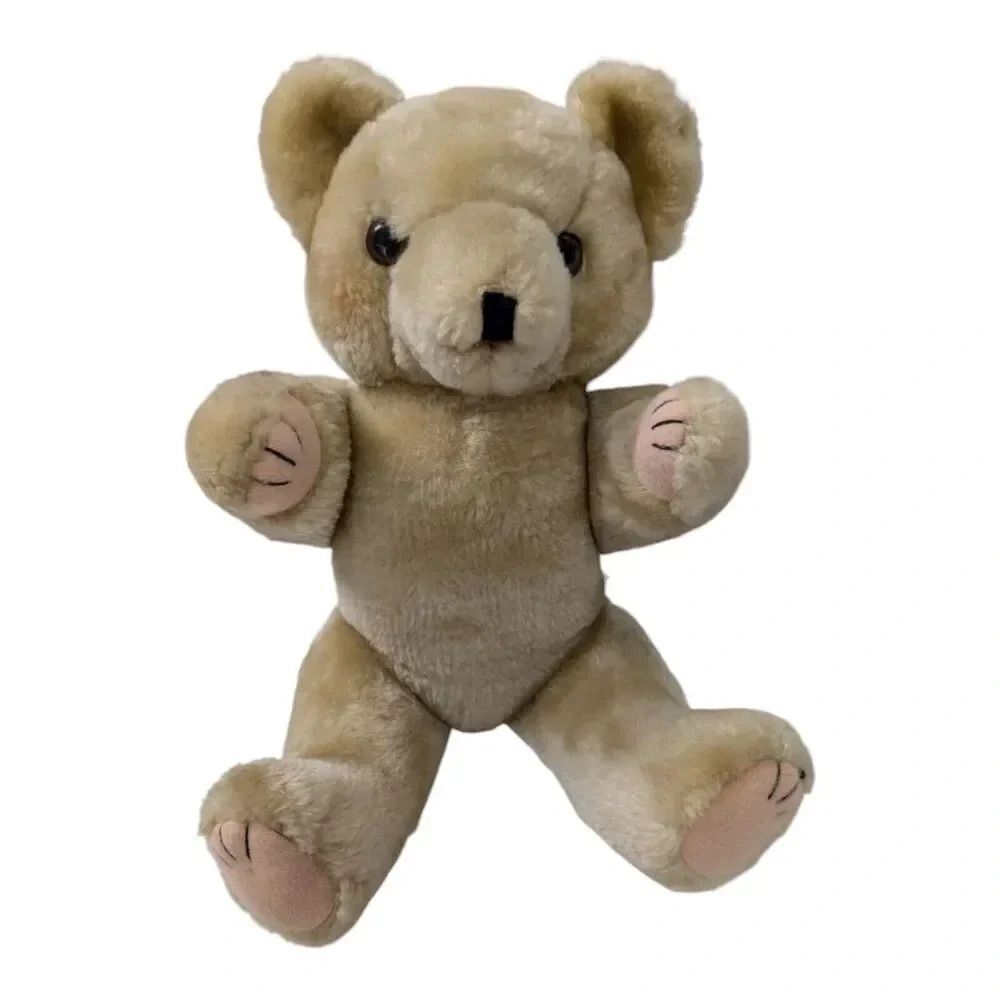 Vintage Stuffed Tan Teddy Bear Movable Arms/Legs 12" Adorable